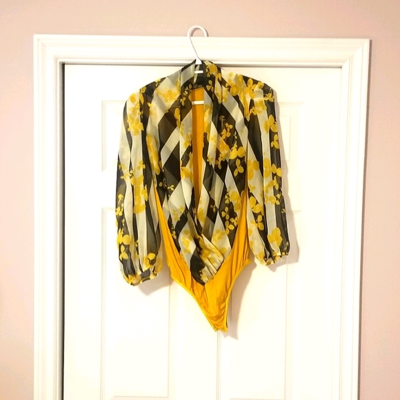 Drape Front Blouse-style Bodysuit - Picture 1 of 5